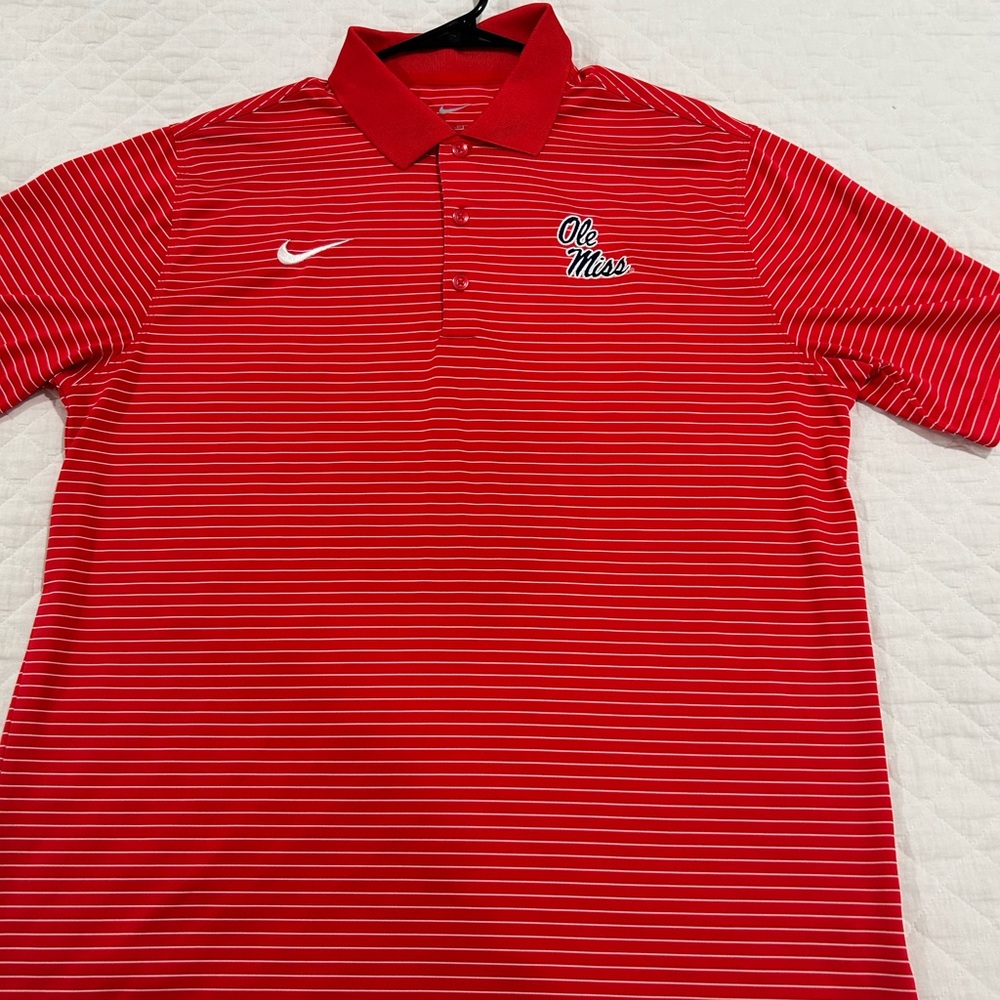 Nike Red Striped Men's Shirt with Ole Miss logo